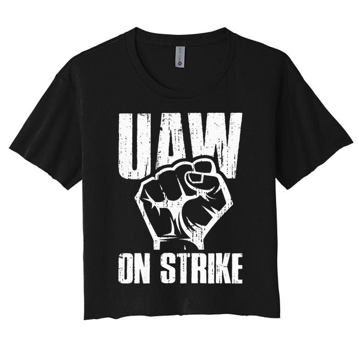 UAW Strike Red United Auto Workers Picket Sign Women's Crop Top Tee