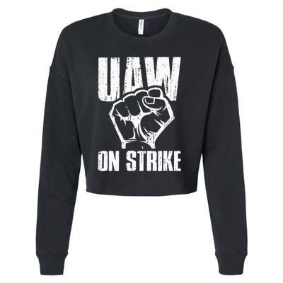 UAW Strike Red United Auto Workers Picket Sign Cropped Pullover Crew