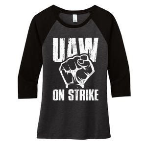 UAW Strike Red United Auto Workers Picket Sign Women's Tri-Blend 3/4-Sleeve Raglan Shirt