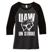 UAW Strike Red United Auto Workers Picket Sign Women's Tri-Blend 3/4-Sleeve Raglan Shirt