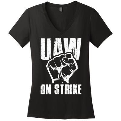 UAW Strike Red United Auto Workers Picket Sign Women's V-Neck T-Shirt