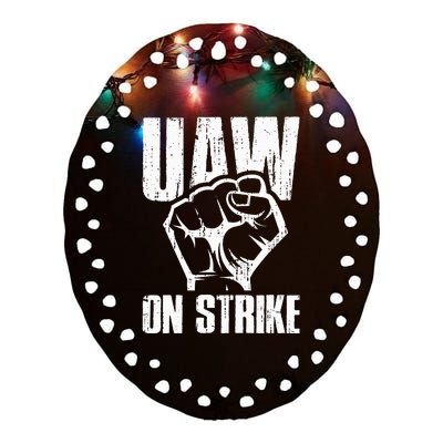 UAW Strike Red United Auto Workers Picket Sign Ceramic Oval Ornament