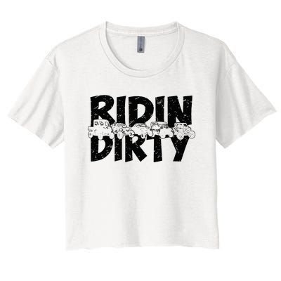 Utv Sxs Rider Riding Dirty Atv Offroad Riding Sxs Women's Crop Top Tee