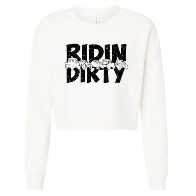 Utv Sxs Rider Riding Dirty Atv Offroad Riding Sxs Cropped Pullover Crew