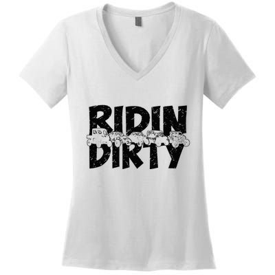 Utv Sxs Rider Riding Dirty Atv Offroad Riding Sxs Women's V-Neck T-Shirt