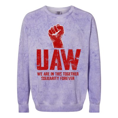 UAW Strike Red United Auto Workers Union UAW Strong Colorblast Crewneck Sweatshirt