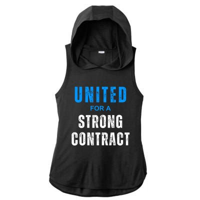 UAW Strike Red United Auto Workers Picket Sign Design Ladies PosiCharge Tri-Blend Wicking Draft Hoodie Tank