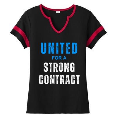 UAW Strike Red United Auto Workers Picket Sign Design Ladies Halftime Notch Neck Tee