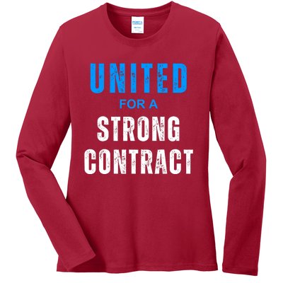 UAW Strike Red United Auto Workers Picket Sign Design Ladies Long Sleeve Shirt