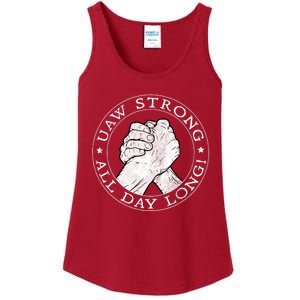 UAW Strike Red United Auto Workers Picket Sign UAW Strong All Day Long Ladies Essential Tank