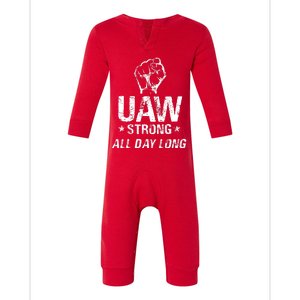 UAW Strike Red United Auto Workers Picket Sign UAW Strong Infant Fleece One Piece