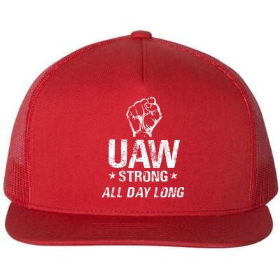 UAW Strike Red United Auto Workers Picket Sign UAW Strong Flat Bill Trucker Hat