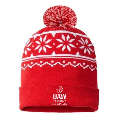 UAW Strike Red United Auto Workers Picket Sign UAW Strong USA-Made Snowflake Beanie