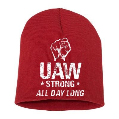 UAW Strike Red United Auto Workers Picket Sign UAW Strong Short Acrylic Beanie