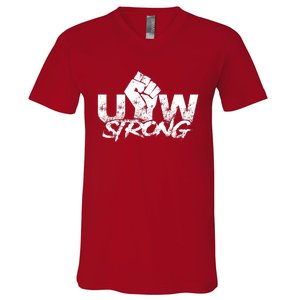 UAW Strike Red United Auto Workers Union UAW Strong V-Neck T-Shirt