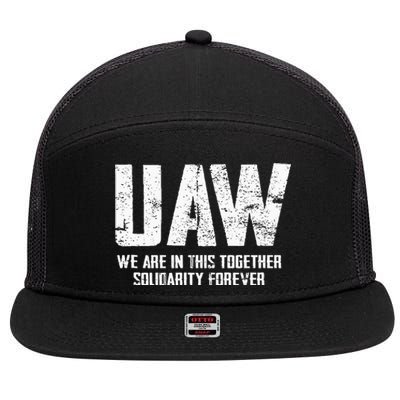 UAW Strike Red United Auto Workers Union UAW Strong 7 Panel Mesh Trucker Snapback Hat