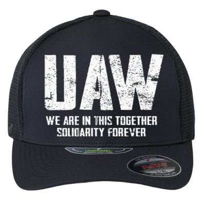 UAW Strike Red United Auto Workers Union UAW Strong Flexfit Unipanel Trucker Cap