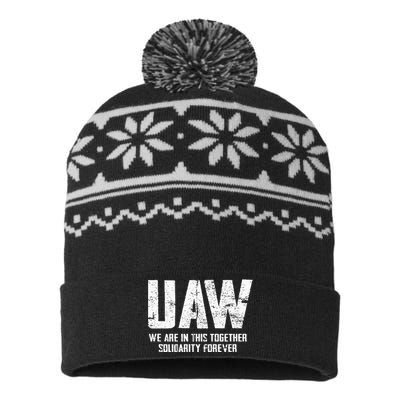 UAW Strike Red United Auto Workers Union UAW Strong USA-Made Snowflake Beanie