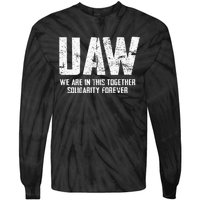 UAW Strike Red United Auto Workers Union UAW Strong Tie-Dye Long Sleeve Shirt