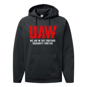 UAW Strike Red United Auto Workers Union UAW Strong Performance Fleece Hoodie