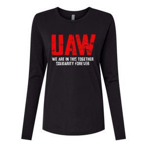 UAW Strike Red United Auto Workers Union UAW Strong Womens Cotton Relaxed Long Sleeve T-Shirt