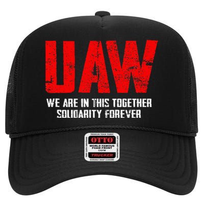 UAW Strike Red United Auto Workers Union UAW Strong High Crown Mesh Back Trucker Hat