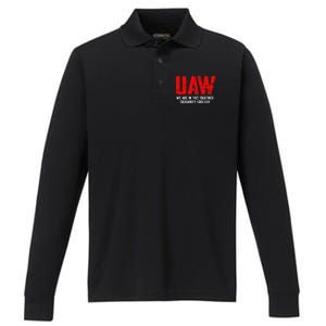 UAW Strike Red United Auto Workers Union UAW Strong Performance Long Sleeve Polo