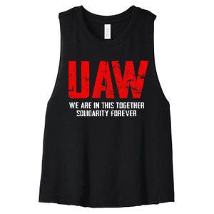 UAW Strike Red United Auto Workers Union UAW Strong Women's Racerback Cropped Tank