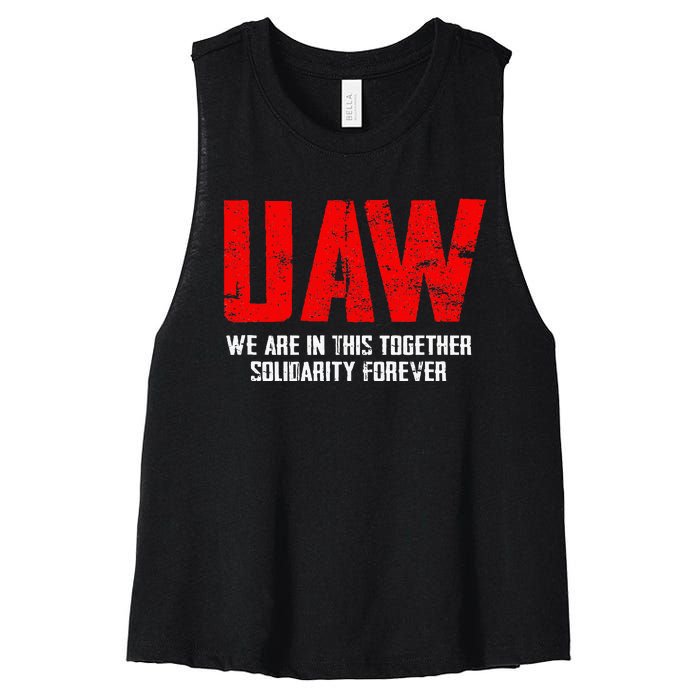 UAW Strike Red United Auto Workers Union UAW Strong Women's Racerback Cropped Tank