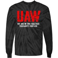 UAW Strike Red United Auto Workers Union UAW Strong Tie-Dye Long Sleeve Shirt