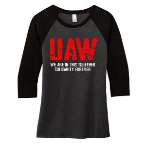 UAW Strike Red United Auto Workers Union UAW Strong Women's Tri-Blend 3/4-Sleeve Raglan Shirt