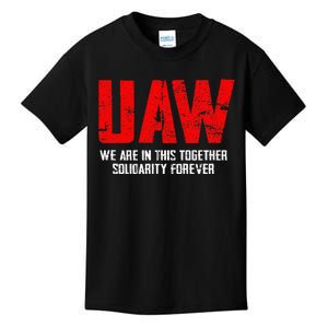 UAW Strike Red United Auto Workers Union UAW Strong Kids T-Shirt