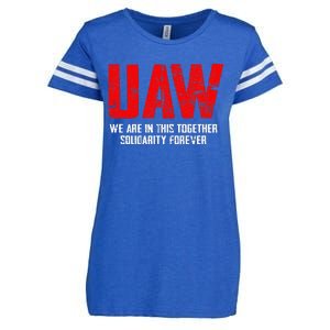 UAW Strike Red United Auto Workers Union UAW Strong Enza Ladies Jersey Football T-Shirt