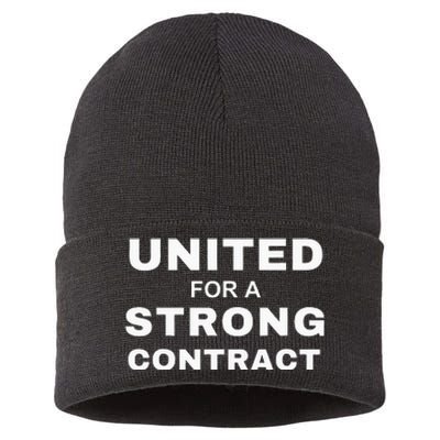 UAW Strike Red United Auto Workers Picket Sign Sustainable Knit Beanie