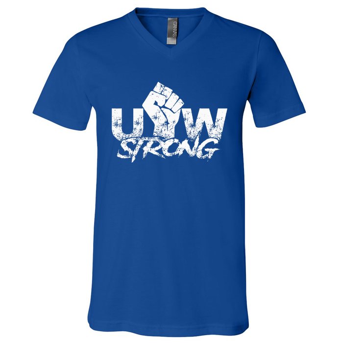 UAW Strike Red United Auto Workers Union UAW Strong V-Neck T-Shirt