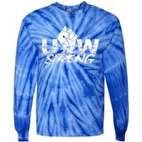 UAW Strike Red United Auto Workers Union UAW Strong Tie-Dye Long Sleeve Shirt