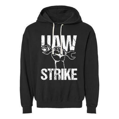 UAW Strike Red United Auto Workers Picket Sign Trending Design Garment-Dyed Fleece Hoodie