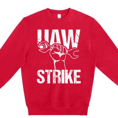 UAW Strike Red United Auto Workers Picket Sign Trending Design Premium Crewneck Sweatshirt