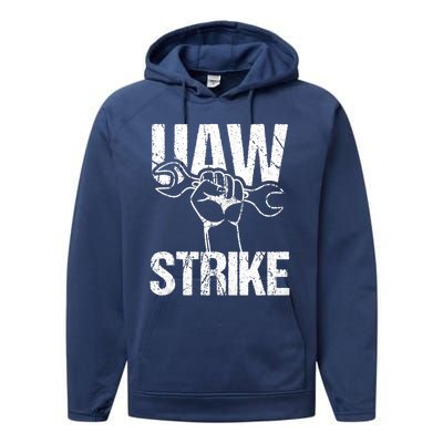 UAW Strike Red United Auto Workers Picket Sign Trending Design Performance Fleece Hoodie