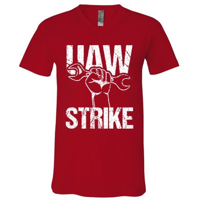 UAW Strike Red United Auto Workers Picket Sign Trending Design V-Neck T-Shirt