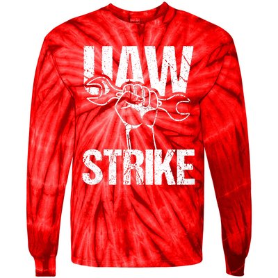 UAW Strike Red United Auto Workers Picket Sign Trending Design Tie-Dye Long Sleeve Shirt