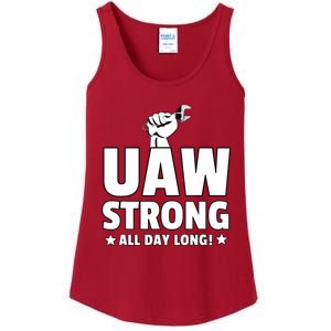 UAW Strike Red United Auto Workers Union UAW Strong All Day Long Ladies Essential Tank