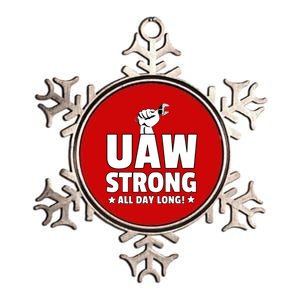 UAW Strike Red United Auto Workers Union UAW Strong All Day Long Metallic Star Ornament