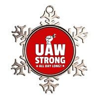 UAW Strike Red United Auto Workers Union UAW Strong All Day Long Metallic Star Ornament