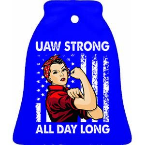 U.AW Strike Red United Auto Workers Picket Ceramic Bell Ornament