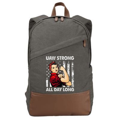 U.AW Strike Red United Auto Workers Picket Cotton Canvas Backpack