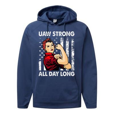 U.AW Strike Red United Auto Workers Picket Performance Fleece Hoodie