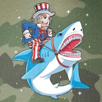 Uncle Sam Riding Shark 4th Of July Jawsome Legacy Tie Dye Trucker Hat