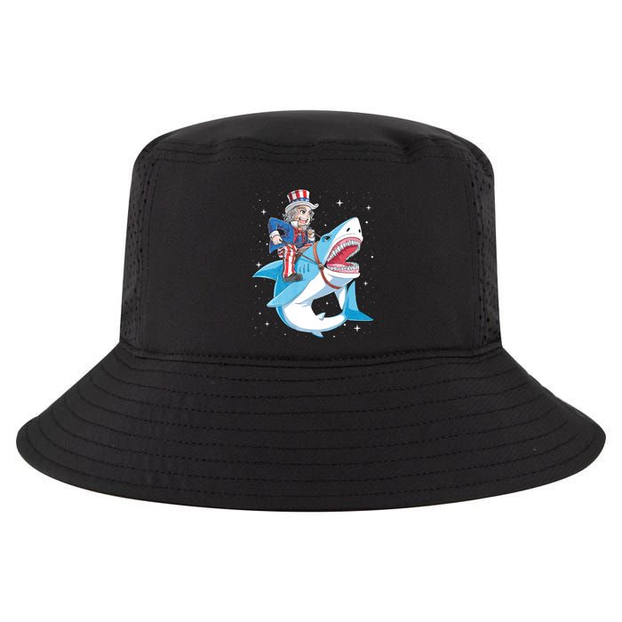 Uncle Sam Riding Shark 4th Of July Jawsome Cool Comfort Performance Bucket Hat