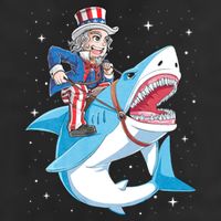 Uncle Sam Riding Shark 4th Of July Jawsome Cool Comfort Performance Bucket Hat
